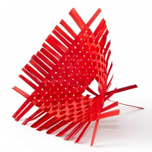 Articol decorativ din bambus împletit roșu pentru buchet 35×20 cm